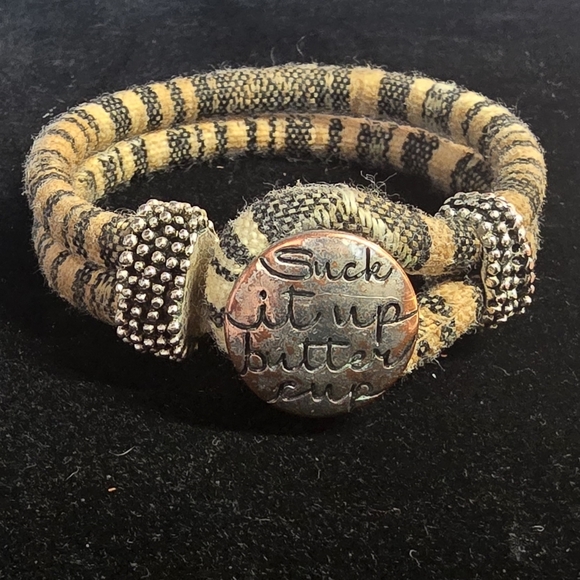 Source Unknown Jewelry - Suck It Up, Buttercup Fabric/Rope Button Bracelet